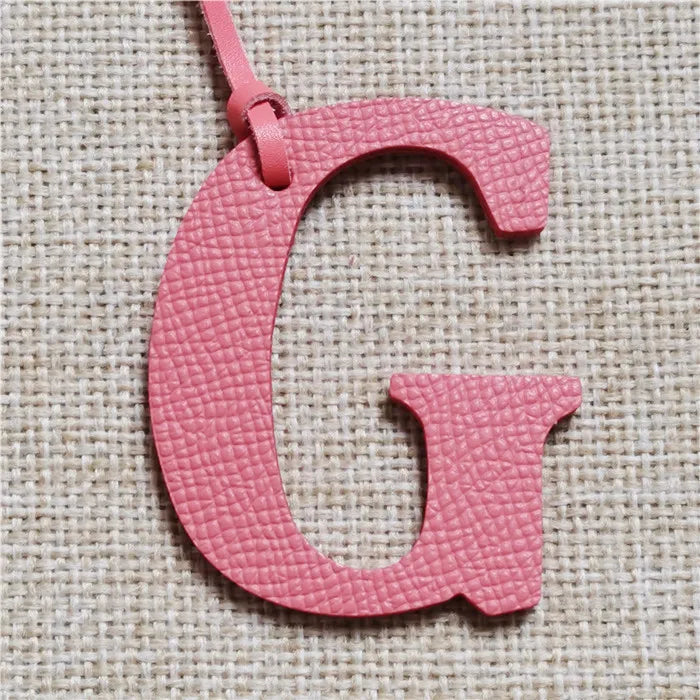DIY Alphabet A-Z K Luxury Genuine Leather Initial Capital English Letter Keychain Backpack Pendant Ladies Women Bag Charm