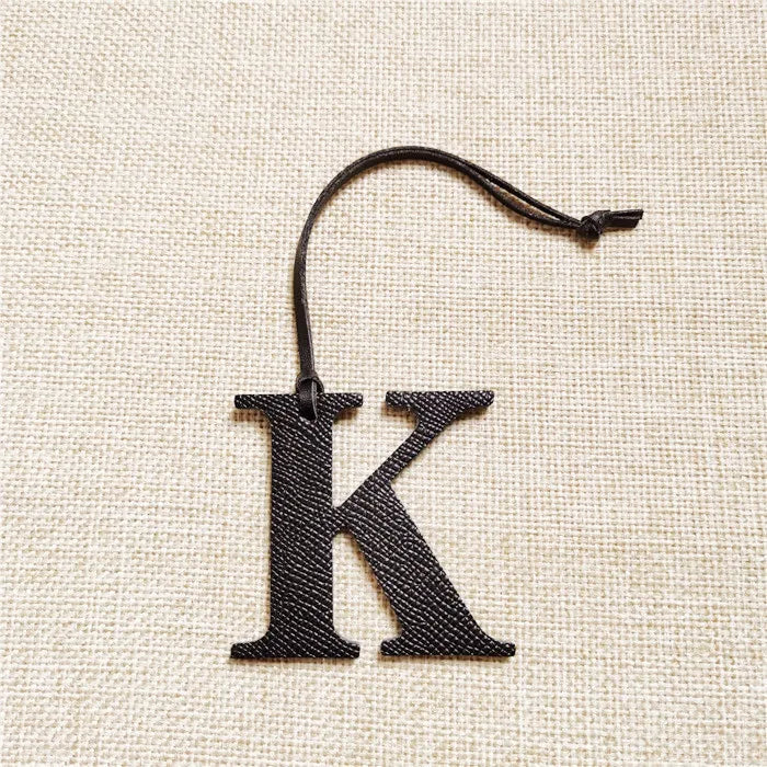 DIY Alphabet A-Z K Luxury Genuine Leather Initial Capital English Letter Keychain Backpack Pendant Ladies Women Bag Charm