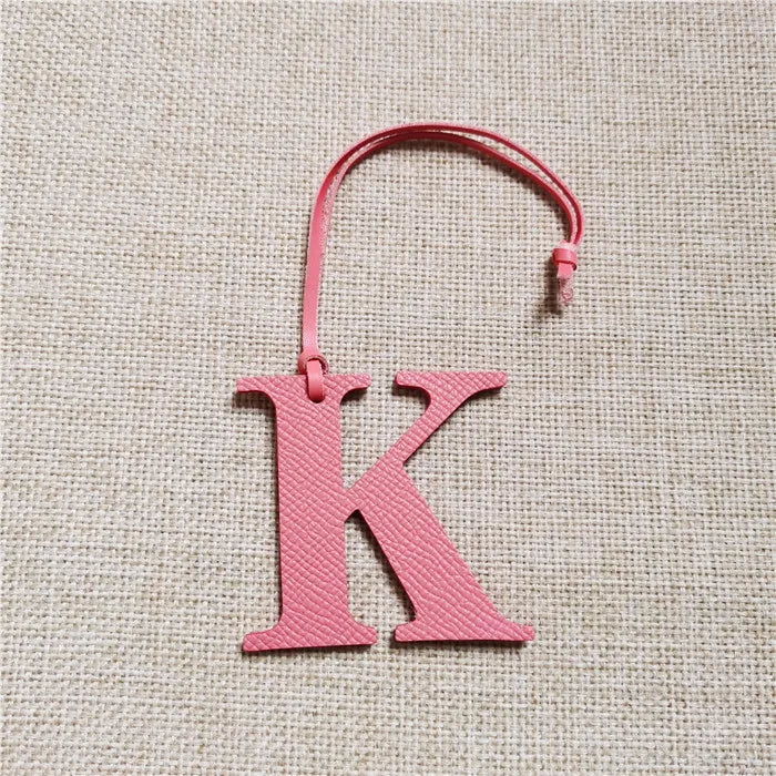 DIY Alphabet A-Z K Luxury Genuine Leather Initial Capital English Letter Keychain Backpack Pendant Ladies Women Bag Charm