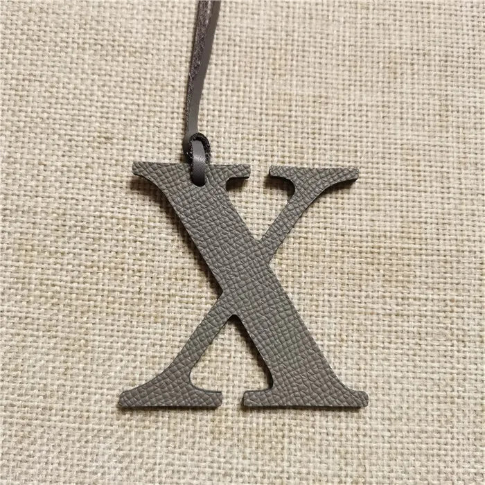 DIY Alphabet A-Z K Luxury Genuine Leather Initial Capital English Letter Keychain Backpack Pendant Ladies Women Bag Charm
