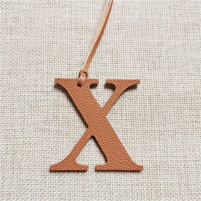 DIY Alphabet A-Z K Luxury Genuine Leather Initial Capital English Letter Keychain Backpack Pendant Ladies Women Bag Charm