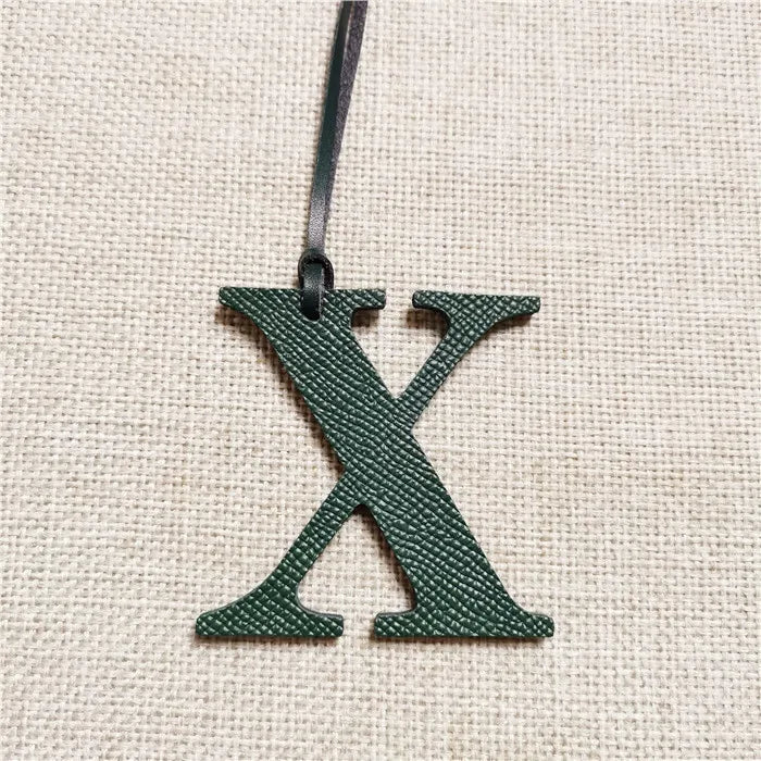 DIY Alphabet A-Z K Luxury Genuine Leather Initial Capital English Letter Keychain Backpack Pendant Ladies Women Bag Charm