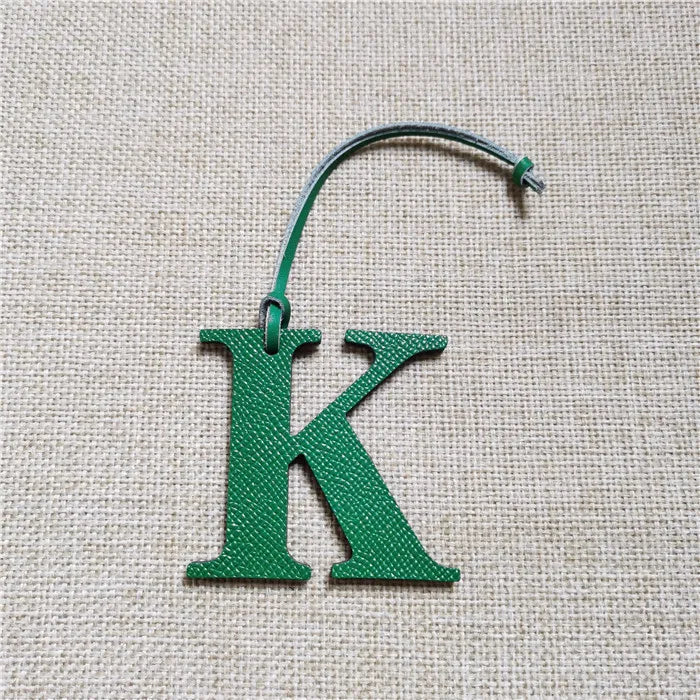 DIY Alphabet A-Z K Luxury Genuine Leather Initial Capital English Letter Keychain Backpack Pendant Ladies Women Bag Charm