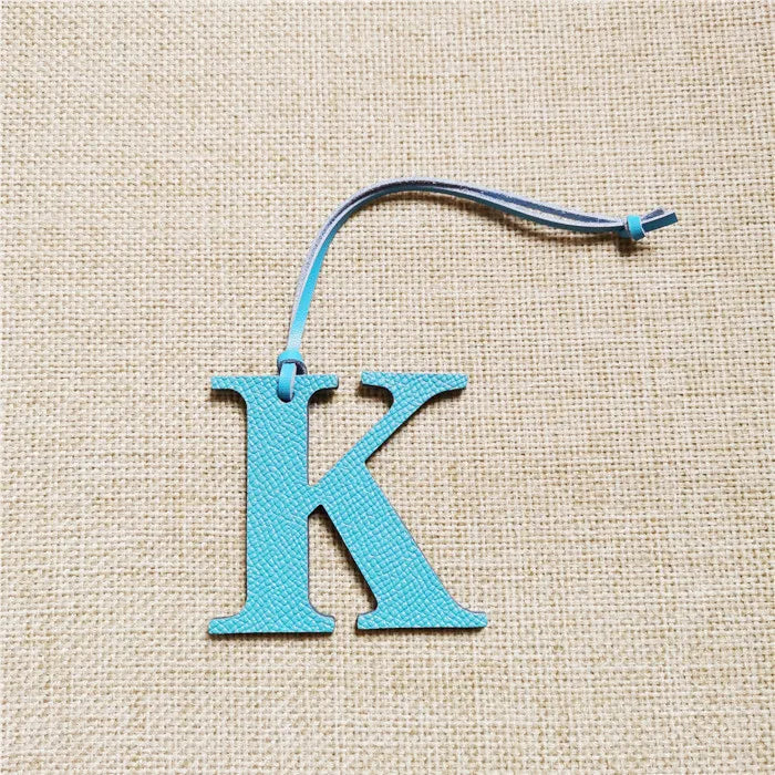 DIY Alphabet A-Z K Luxury Genuine Leather Initial Capital English Letter Keychain Backpack Pendant Ladies Women Bag Charm
