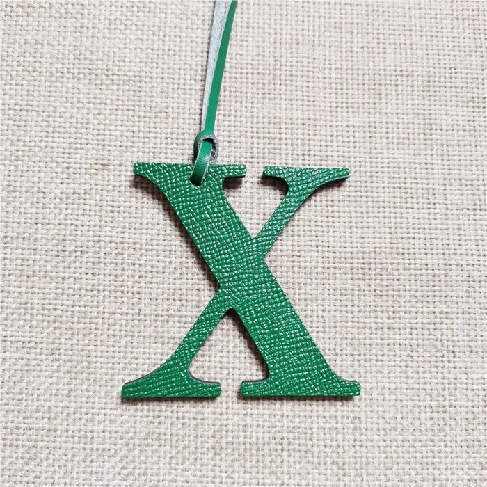 DIY Alphabet A-Z K Luxury Genuine Leather Initial Capital English Letter Keychain Backpack Pendant Ladies Women Bag Charm