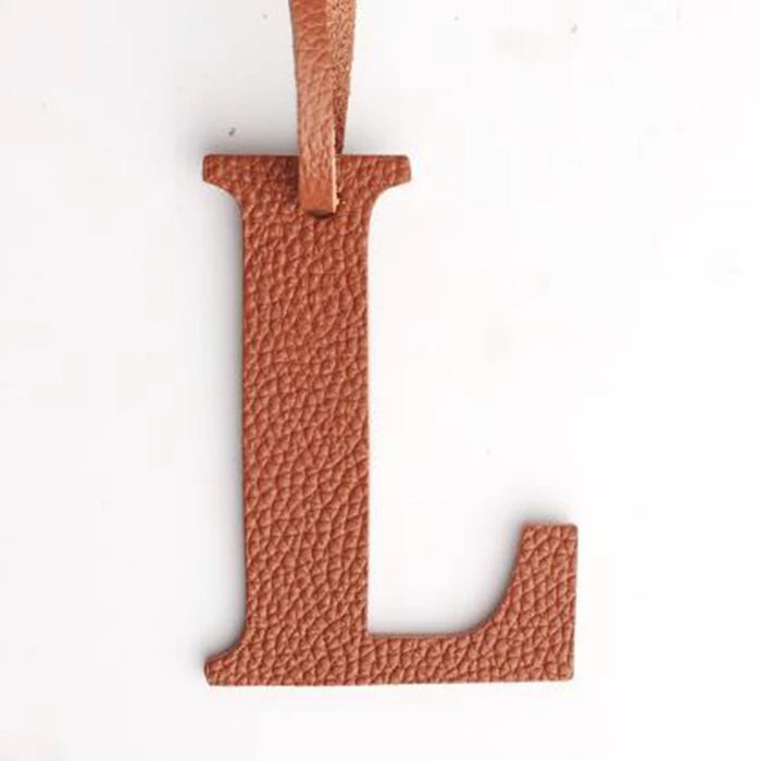 DIY Alphabet A-Z K Luxury Genuine Leather Initial Capital English Letter Keychain Backpack Pendant Ladies Women Bag Charm