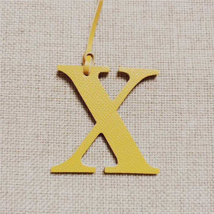DIY Alphabet A-Z K Luxury Genuine Leather Initial Capital English Letter Keychain Backpack Pendant Ladies Women Bag Charm