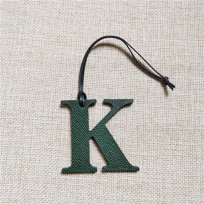 DIY Alphabet A-Z K Luxury Genuine Leather Initial Capital English Letter Keychain Backpack Pendant Ladies Women Bag Charm