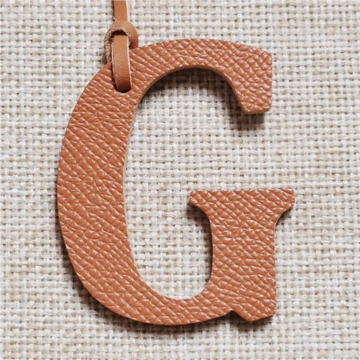 DIY Alphabet A-Z K Luxury Genuine Leather Initial Capital English Letter Keychain Backpack Pendant Ladies Women Bag Charm