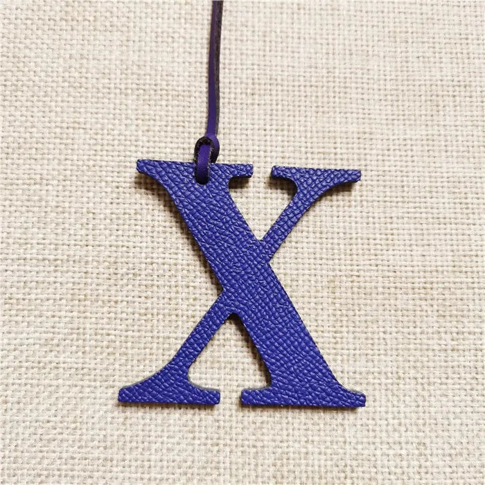 DIY Alphabet A-Z K Luxury Genuine Leather Initial Capital English Letter Keychain Backpack Pendant Ladies Women Bag Charm