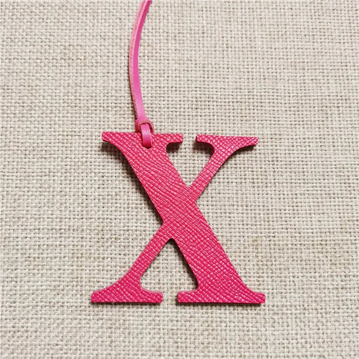 DIY Alphabet A-Z K Luxury Genuine Leather Initial Capital English Letter Keychain Backpack Pendant Ladies Women Bag Charm
