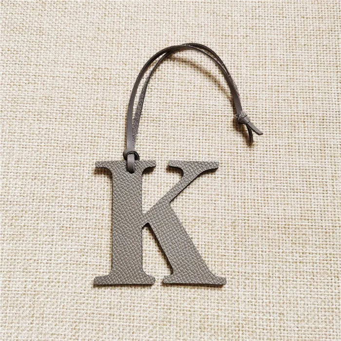 DIY Alphabet A-Z K Luxury Genuine Leather Initial Capital English Letter Keychain Backpack Pendant Ladies Women Bag Charm