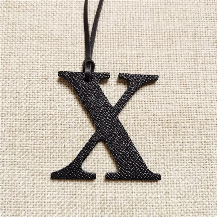 DIY Alphabet A-Z K Luxury Genuine Leather Initial Capital English Letter Keychain Backpack Pendant Ladies Women Bag Charm