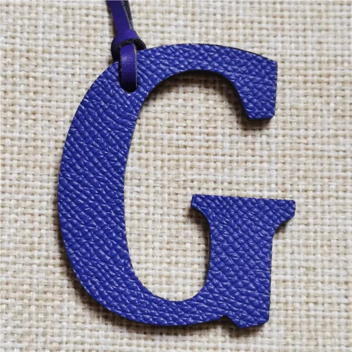 DIY Alphabet A-Z K Luxury Genuine Leather Initial Capital English Letter Keychain Backpack Pendant Ladies Women Bag Charm