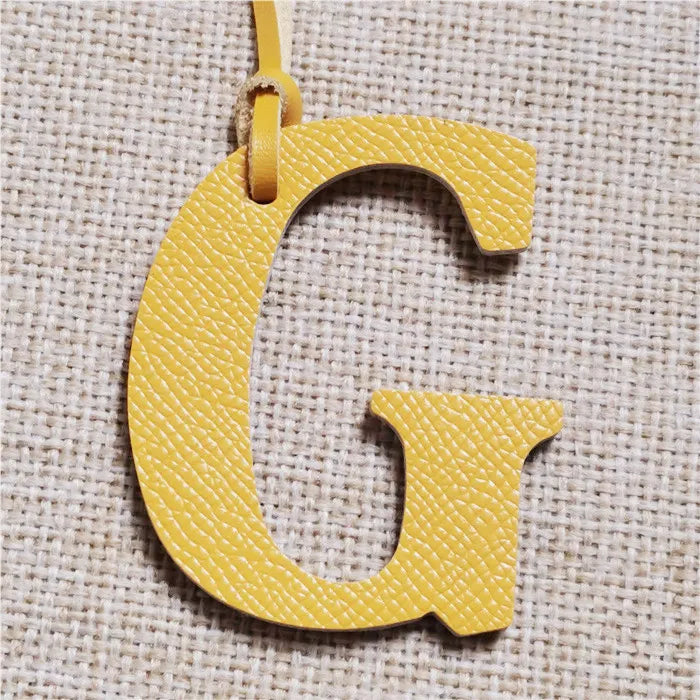 DIY Alphabet A-Z K Luxury Genuine Leather Initial Capital English Letter Keychain Backpack Pendant Ladies Women Bag Charm