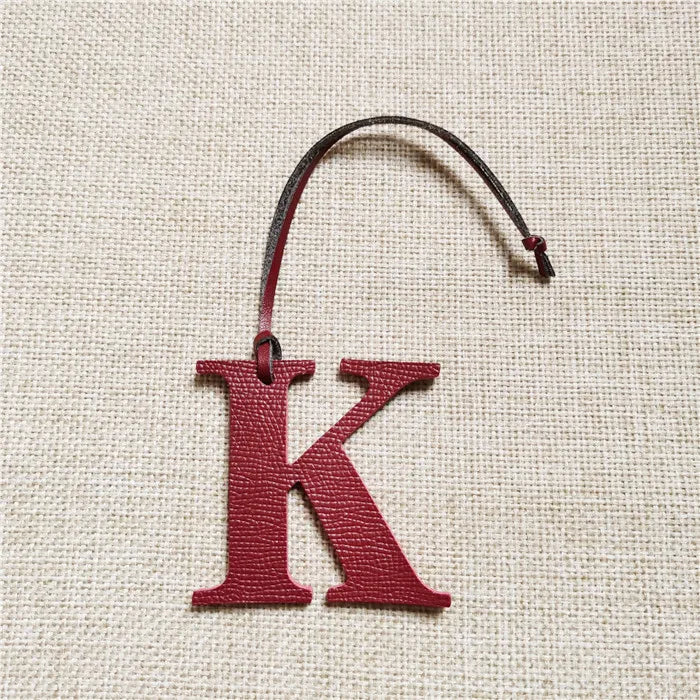 DIY Alphabet A-Z K Luxury Genuine Leather Initial Capital English Letter Keychain Backpack Pendant Ladies Women Bag Charm