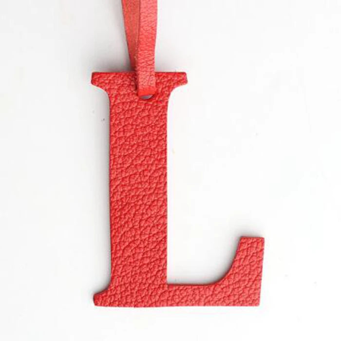 DIY Alphabet A-Z K Luxury Genuine Leather Initial Capital English Letter Keychain Backpack Pendant Ladies Women Bag Charm