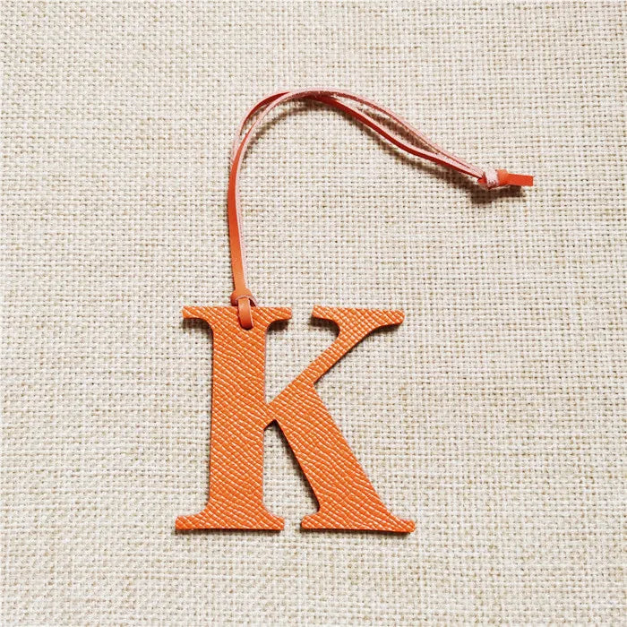 DIY Alphabet A-Z K Luxury Genuine Leather Initial Capital English Letter Keychain Backpack Pendant Ladies Women Bag Charm