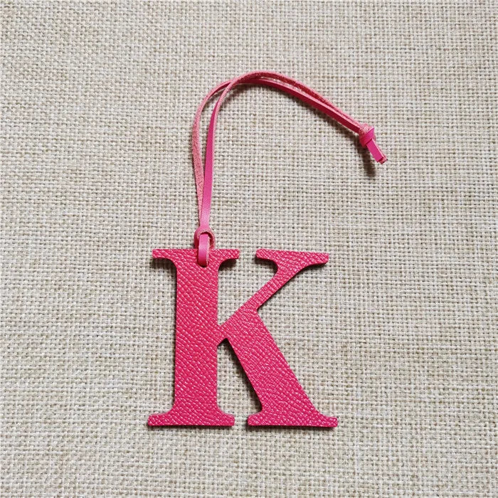DIY Alphabet A-Z K Luxury Genuine Leather Initial Capital English Letter Keychain Backpack Pendant Ladies Women Bag Charm