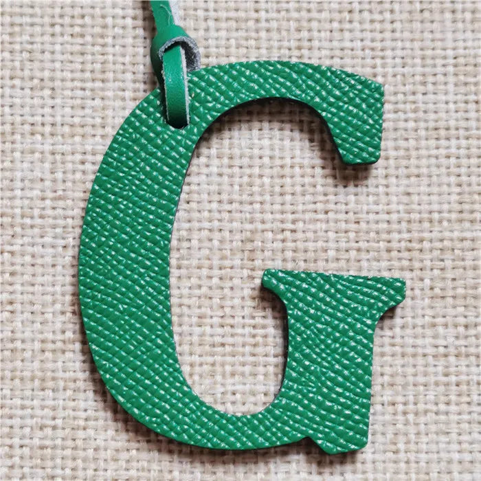 DIY Alphabet A-Z K Luxury Genuine Leather Initial Capital English Letter Keychain Backpack Pendant Ladies Women Bag Charm