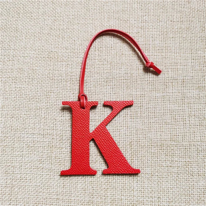 DIY Alphabet A-Z K Luxury Genuine Leather Initial Capital English Letter Keychain Backpack Pendant Ladies Women Bag Charm