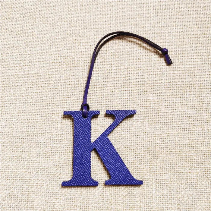 DIY Alphabet A-Z K Luxury Genuine Leather Initial Capital English Letter Keychain Backpack Pendant Ladies Women Bag Charm
