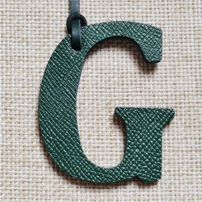 DIY Alphabet A-Z K Luxury Genuine Leather Initial Capital English Letter Keychain Backpack Pendant Ladies Women Bag Charm
