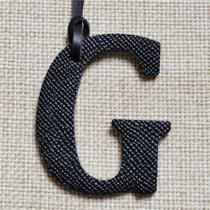 DIY Alphabet A-Z K Luxury Genuine Leather Initial Capital English Letter Keychain Backpack Pendant Ladies Women Bag Charm
