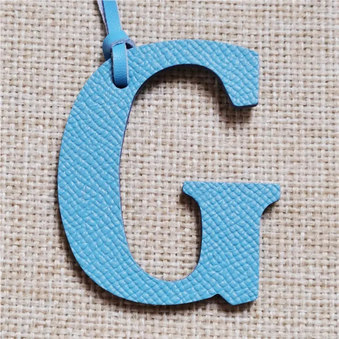 DIY Alphabet A-Z K Luxury Genuine Leather Initial Capital English Letter Keychain Backpack Pendant Ladies Women Bag Charm