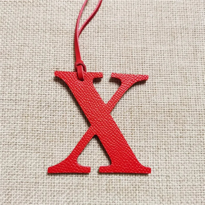 DIY Alphabet A-Z K Luxury Genuine Leather Initial Capital English Letter Keychain Backpack Pendant Ladies Women Bag Charm