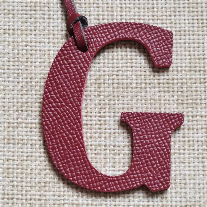 DIY Alphabet A-Z K Luxury Genuine Leather Initial Capital English Letter Keychain Backpack Pendant Ladies Women Bag Charm
