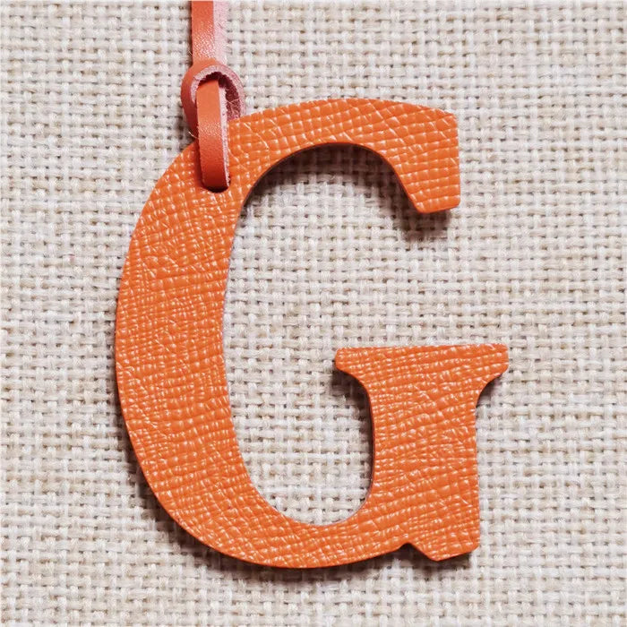 DIY Alphabet A-Z K Luxury Genuine Leather Initial Capital English Letter Keychain Backpack Pendant Ladies Women Bag Charm