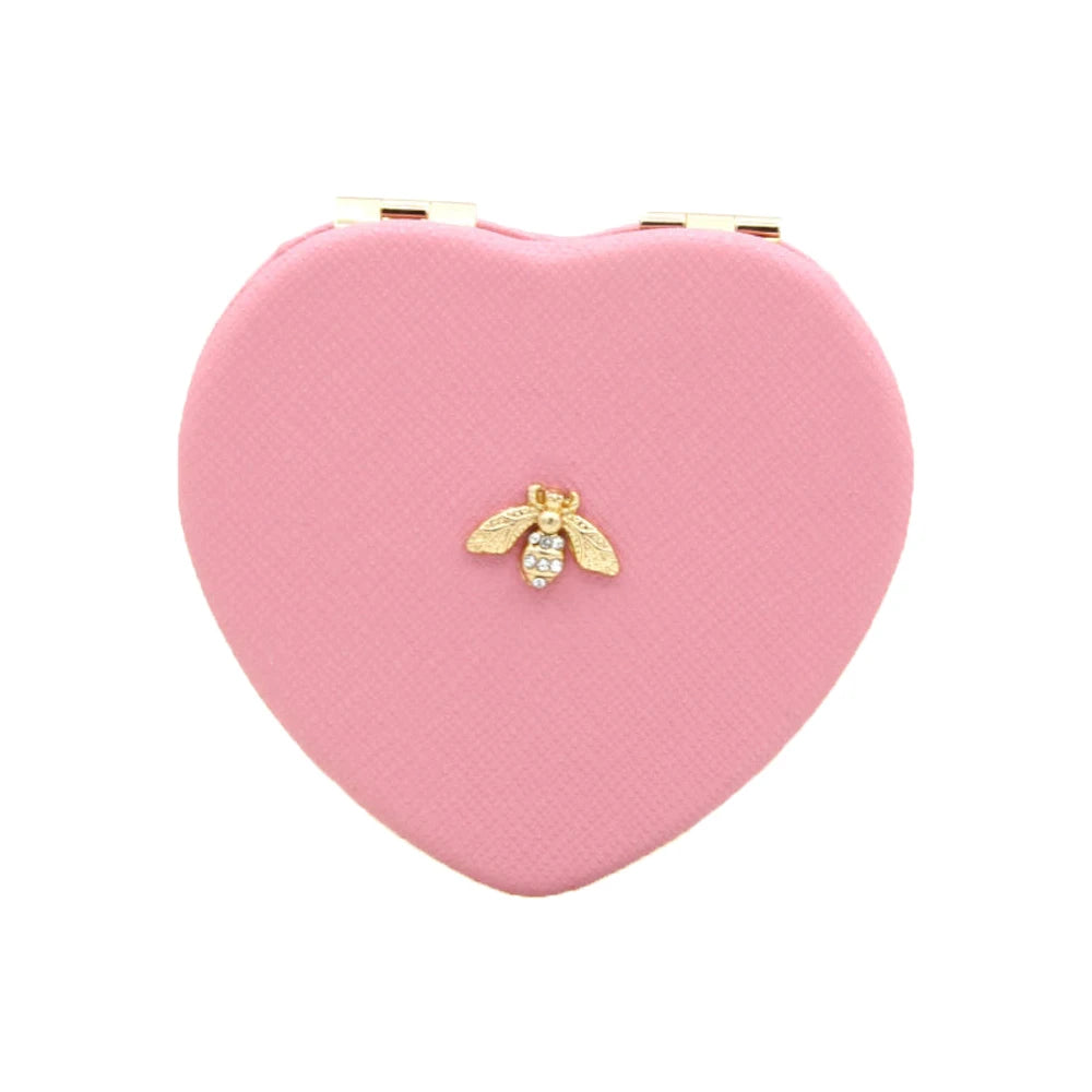 Portable Heart-shaped Makeup Mirror Double Sided Folding Mini Makeup Mirror Cute Bee Pocket Cosmetic Mirror Gift for Women
