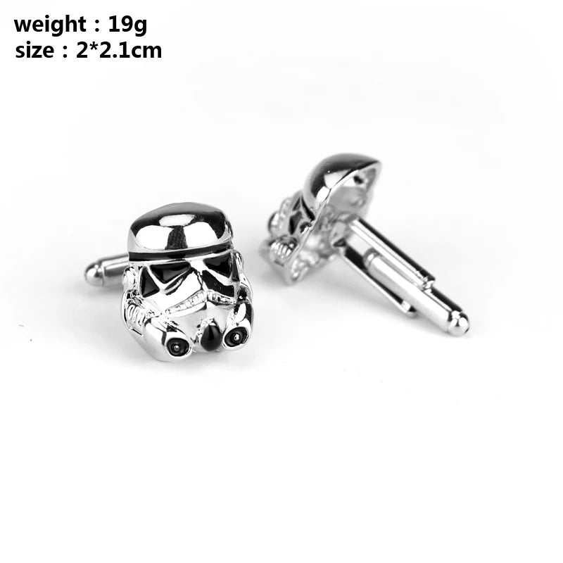 Star Wars Cufflinks Galactic Empire Imperial Stormtrooper Shirt Brand Cuff Buttons Silver Plated Cuff Links Jewelry