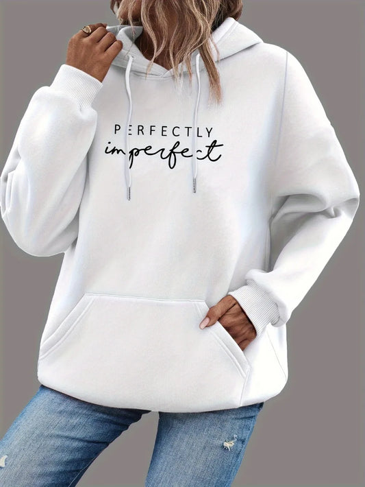 Women's Casual Pullover Hoodie with Letter Print Polyester, Long Sleeve Autumn/Winter Fashion Pullover Sweatshirt