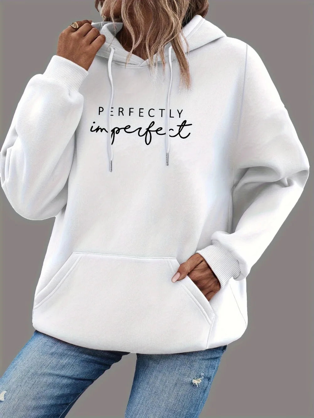 Women's Casual Pullover Hoodie with Letter Print Polyester, Long Sleeve Autumn/Winter Fashion Pullover Sweatshirt
