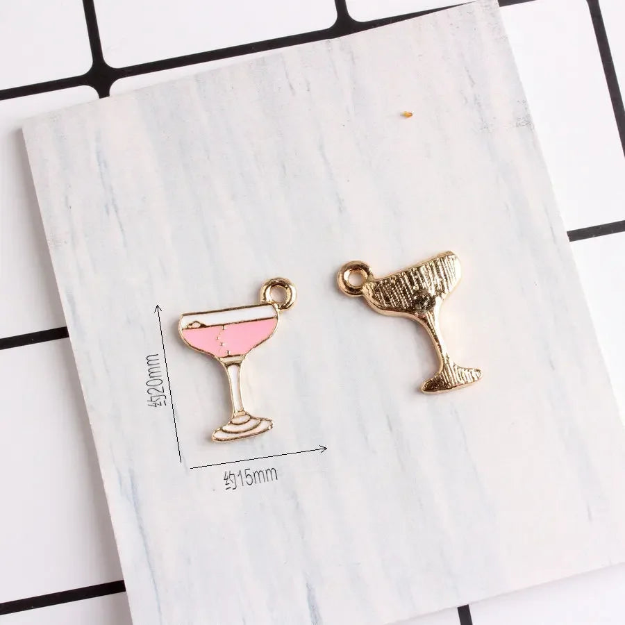 10pcs/pack 14*25mm Cotton Candy Charm Wine Bottle Glass Pendants Alloy Metal Enamel Charms for DIY Jewelry Making Sister Gift