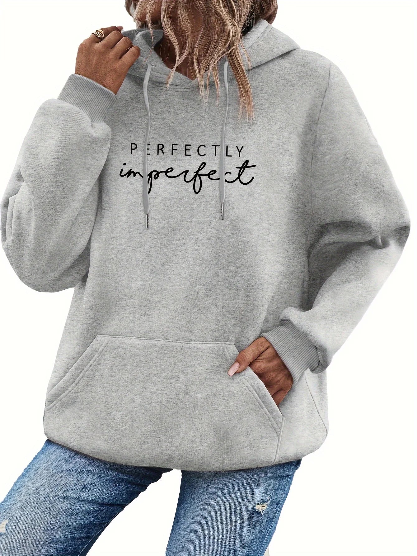 Women's Casual Pullover Hoodie with Letter Print Polyester, Long Sleeve Autumn/Winter Fashion Pullover Sweatshirt