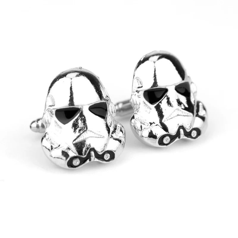 Star Wars Cufflinks Galactic Empire Imperial Stormtrooper Shirt Brand Cuff Buttons Silver Plated Cuff Links Jewelry