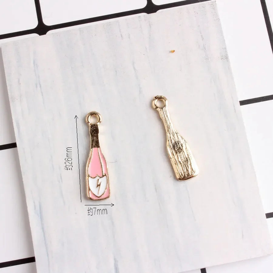 10pcs/pack 14*25mm Cotton Candy Charm Wine Bottle Glass Pendants Alloy Metal Enamel Charms for DIY Jewelry Making Sister Gift
